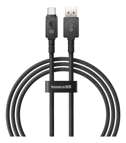 Cabo indestrutível tipo C para USB Baseus 1m 100w preto