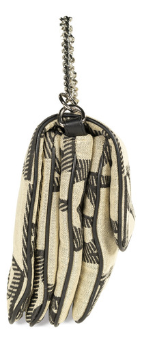 Bolsa Satchel Cloe Para Mujer Insignia Metálica En Iniciales Color Beige
