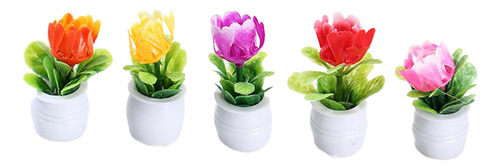 5x Mini Maceta Casa De Muñecas Planta Bonsái En Miniatura