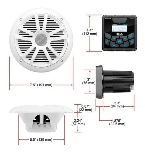 Imagen 2 de 4 de Combo Boss Stereo Con Parlantes Marino Mckgb450w.6