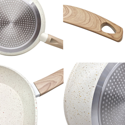 Sartén Antiadherente 24cm Inducción Granito Carol Cocina Hsk Color Blanco Granito