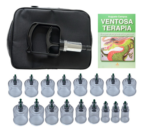 Kit De Ventosas Acupuntura 17 Copos + Livro Ventosaterapia