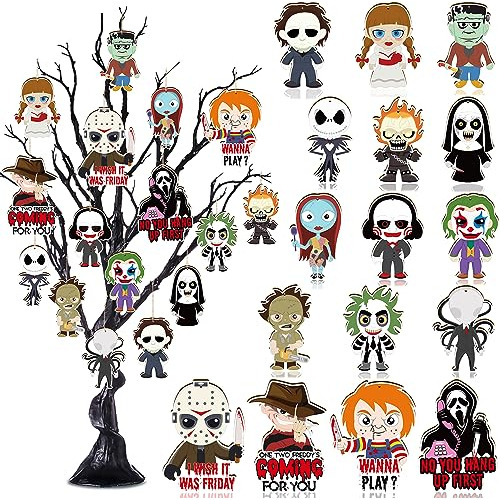 28pcs Aterrador Halloween Árbol Decoraciones Wg7hr