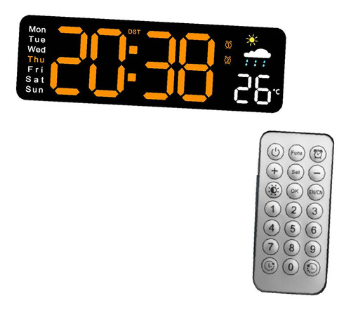 Reloj De Pared Led, Reloj De Pared Digital Negro Y Naranja