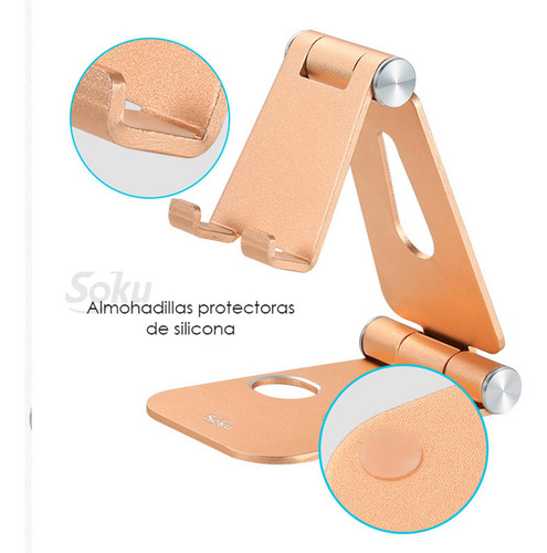 Soporte Metal Celular Tablet Pad De 4'' A 13'' Lujo Abatible Color Oro