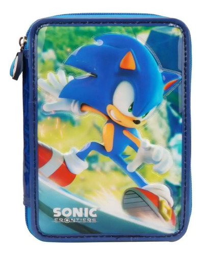 Cartuchera Escolar Con Utiles Sonic Frontiers 2 Pisos Cresko Color Sonic so219