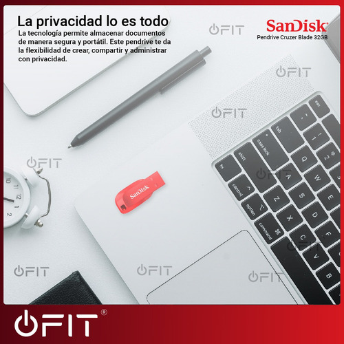 Imagen 8 de 10 de Pendrive Sandisk Cruzer Blade 32gb Usb 2.0 Rojo