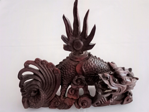 Figura Antigua Dragón Chino (tallado Madera)