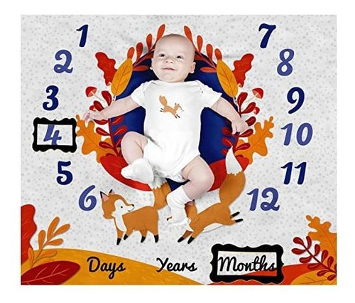 Pambo Fox Baby Month Milestone Manta Para Bebé Y Niña - Mant