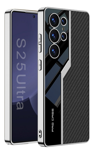 Funda Rígida Para Teléfono Para Samsung Galaxy S25 Ultr De Piel Sintética De Lujo Con Marco Galvanizado Con Lápiz Táctil