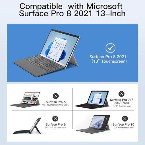 Funda Para Microsoft Surface Pro 8 Con Teclado 2021 Retroilu