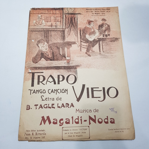 Antigua Partitura Tango Trapo Viejo Magaldi Noda Mag 60562