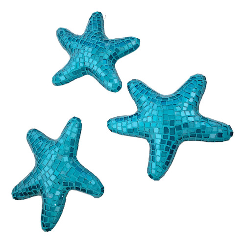 3 Estrellas Azul Vitromosaico Fina Artesanía Mexicana Y418