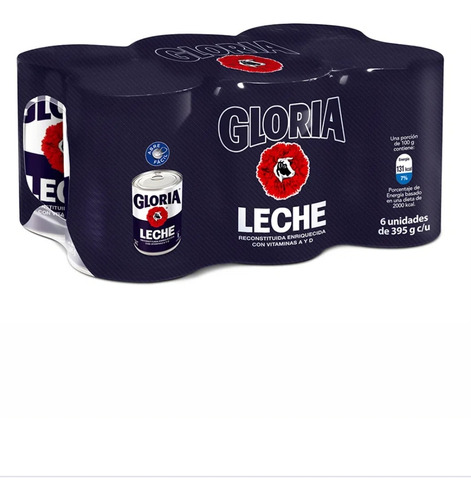 Sixpack Leche Gloria Azul 395 Gr