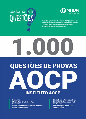 Apostila Livro Com 1000 Questões Gabaritadas Aocp - Editora Nova