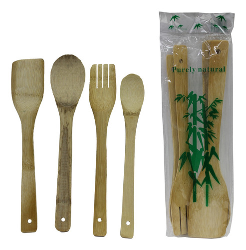  Juego De Cubiertos De Bamboo 800 Pz Cocina Restaurante Eco