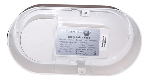 Foco Tortuga Led Ovalada 190x100x45 12w 6.500k 840lm Ip65
