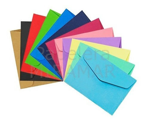 100 Sobres P/ Tarjetas Personales Color 7x10,5cm Papel 90gr 
