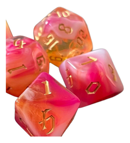 3 Juego De Dados Poliédricos De Doble Color 7x, Rosa Oscuro