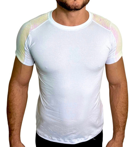 Camiseta Masculina Detalhe Paetê