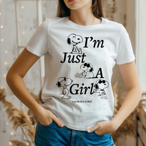 Playera Casual Snoopy I'm Just A Girl Para Dama