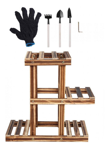 Imagen 2 de 10 de Soporte Para Plantas De Madera De Varios Niveles, Soporte Pa