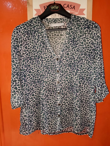 Blusa Brandel 44 Verde Y Negro Manga 3/4 (Usado)