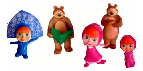 Set Muñeca Bebe Masha Y El Oso X5 Pcs Adorno Torta