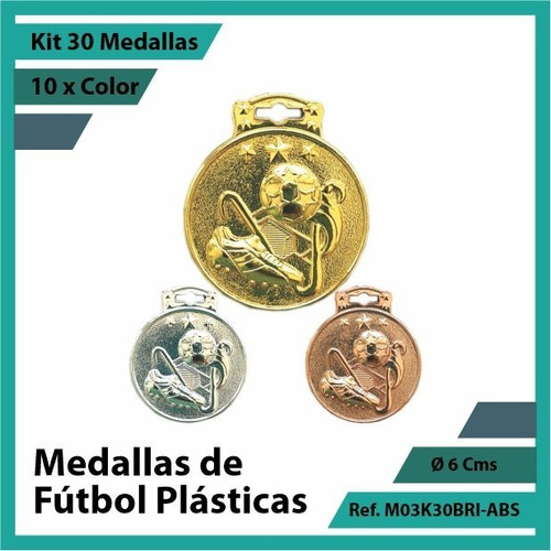 Kit 30 Medallas Para Niños De Futbol Plasticas M03k30