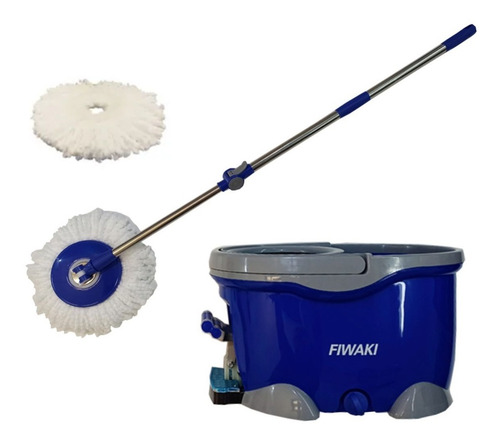 Imagen 1 de 10 de Limpiador Escurridor Balde Con Pedal Fiwaki + 2 Paños
