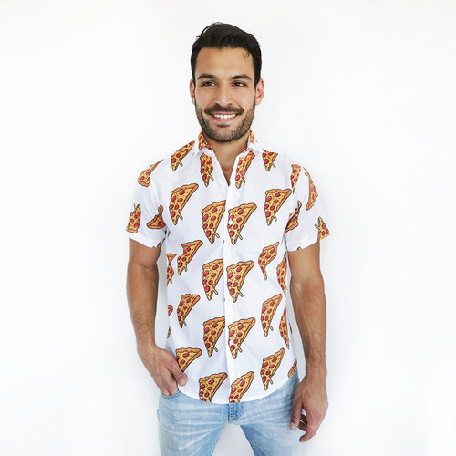 Camisa Hombre Pizza Slice Aesthetic Moda Cool Retro 