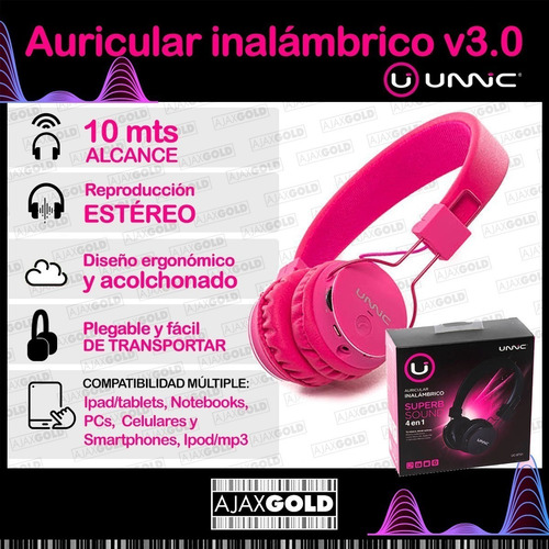 Imagen 2 de 5 de Auricular Bluetooth Inalambrico Aux 3.0 Musica Celular Sd