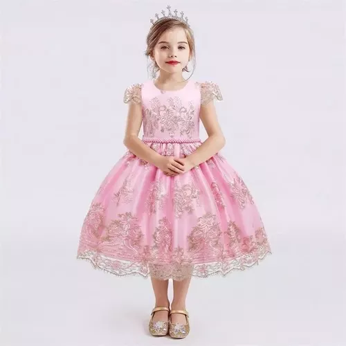 Vestido De Fiesta De Cumpleaños Para Niñas De A Años De Edad, Vestido De  Princesa De Encaje Con Volantes, 12-24 Hot Pink Ropa, Zapatos Y Joyería |  