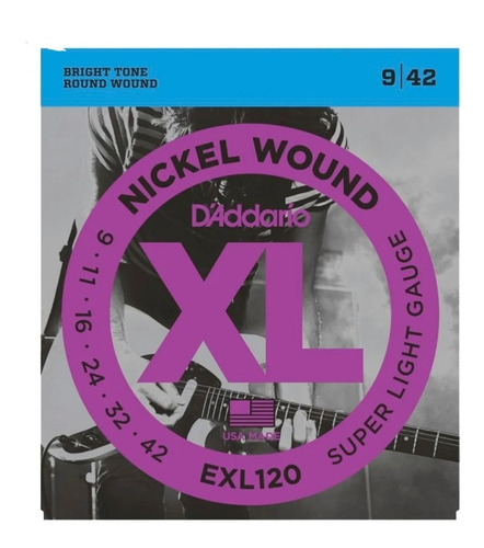 Cuerda Para Guitarra Electrica D´addario Exl120 9/42 In Usa