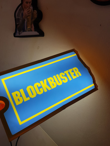 Cartel Cuadro Luminoso Logo Blockbuster Retro Luz Led