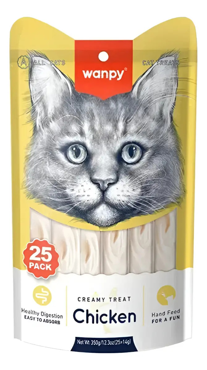 Petisco Cremoso Wanpy de Frango para Gatos de Todas as Idades 350 g