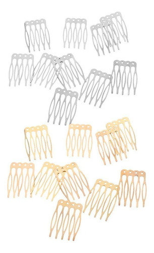 20pcs 2.7cm Silver Gold Tone Metal 5 Peines Laterales Clips