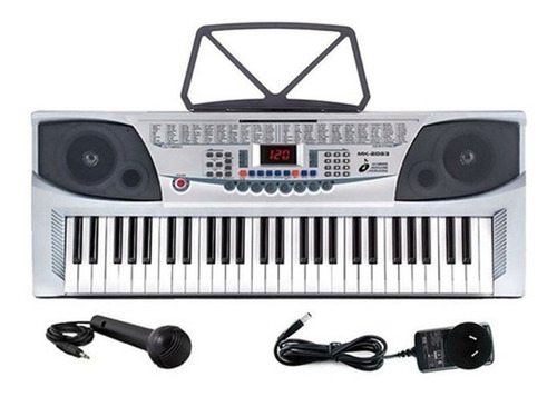 Imagen 2 de 7 de Teclado 54 Teclas 4 1/2 Octavas Con Microfono Y Fuente Meike