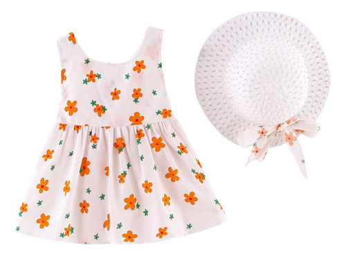 Vestido Cómodo De Princesa Floral Sin Mangas Para Niñas