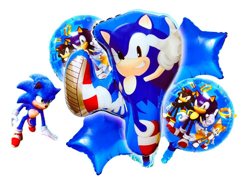 Globos Decoracion Sonic Azul Video Juego