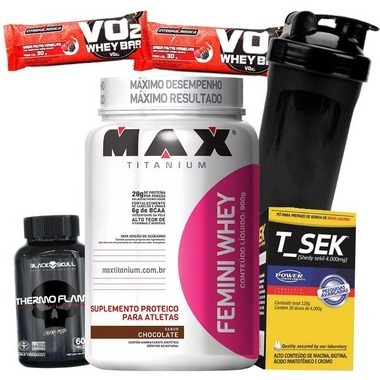 Kit Definicao Academia Feminino Whey Diuretico E Termo Copo