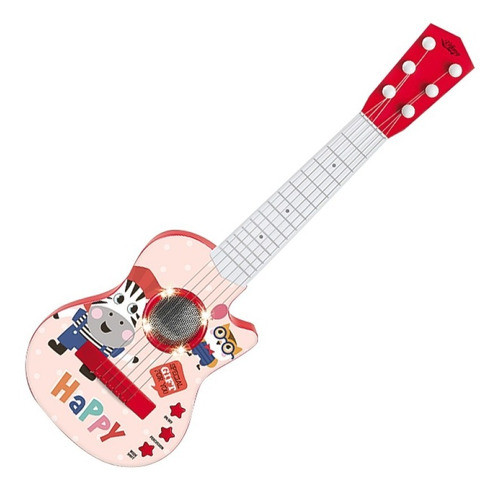 Guitarra Para Niñas De Juguete Rosada Con Luces Y Sonido