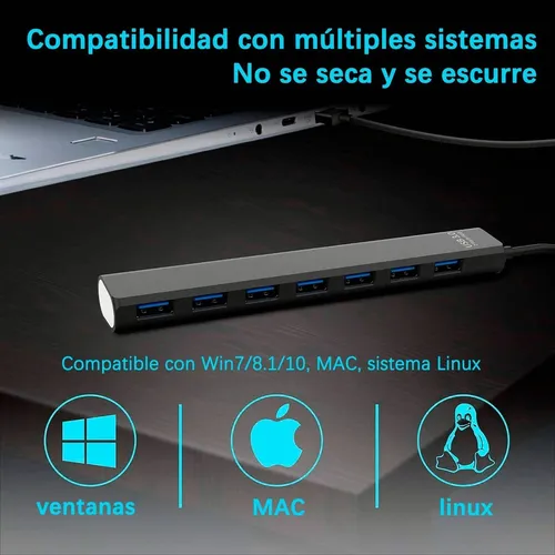 Multi Usb 3.0 Hub Divisor De 7 Puertos Velocidad De 5 Gbps