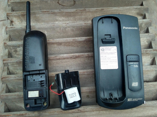 Mundo Vintage: Viejo Telefono Panasonic Negro Inalambri Tyo 
