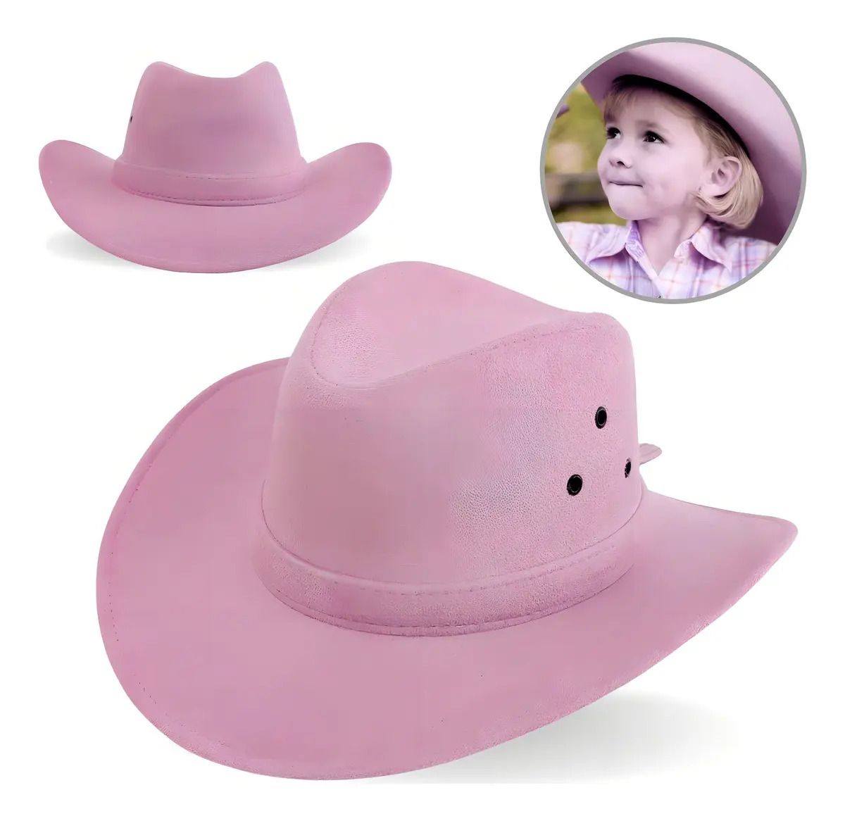 Chapéu Country Infantil Monolo para Meninos e Meninas na Cor Rosa