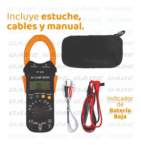 Imagen 4 de 6 de Pinza Amperometrica Dt-203 Compacta Y Completa Capacimetro