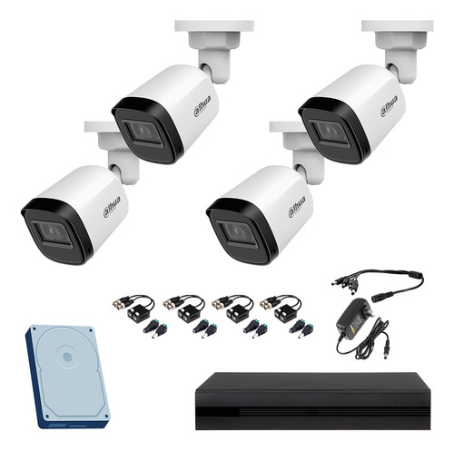 Kit Circuito Cerrado 4 Cámaras 2mp Dahua 1080p 1 Tb Baluns