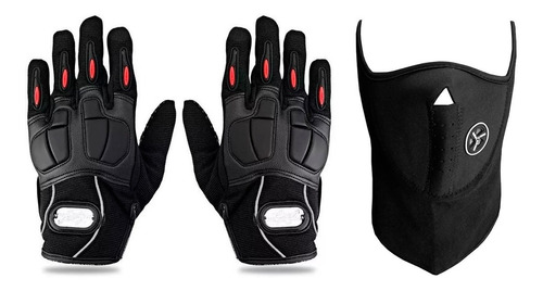 Guantes Pro Biker Cuero Pb04 + Mascara Respirador Sti Motos