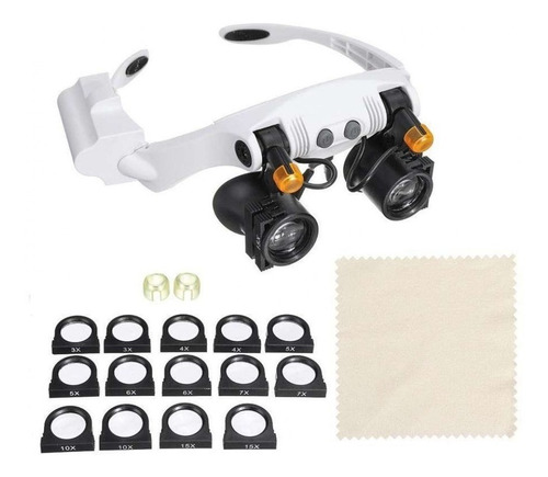  Lupa De Cabeça 32225 Iluminada Profissional 7 Lentes 15x 