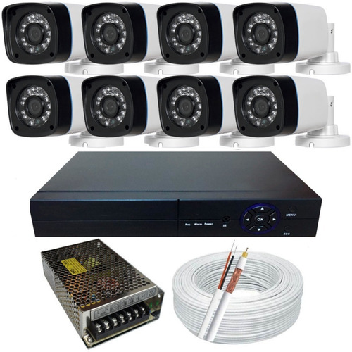 Kit 8 Câmeras Ahd 720p Dvr 16ch Acesso Via Celular - Sem Hd